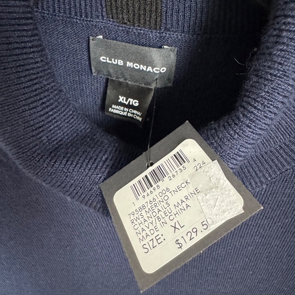 NWT Men’s Navy Club Monaco 100% Merino Long Sleeve Turtleneck Sweater SZ XL - Picture 3 of 6